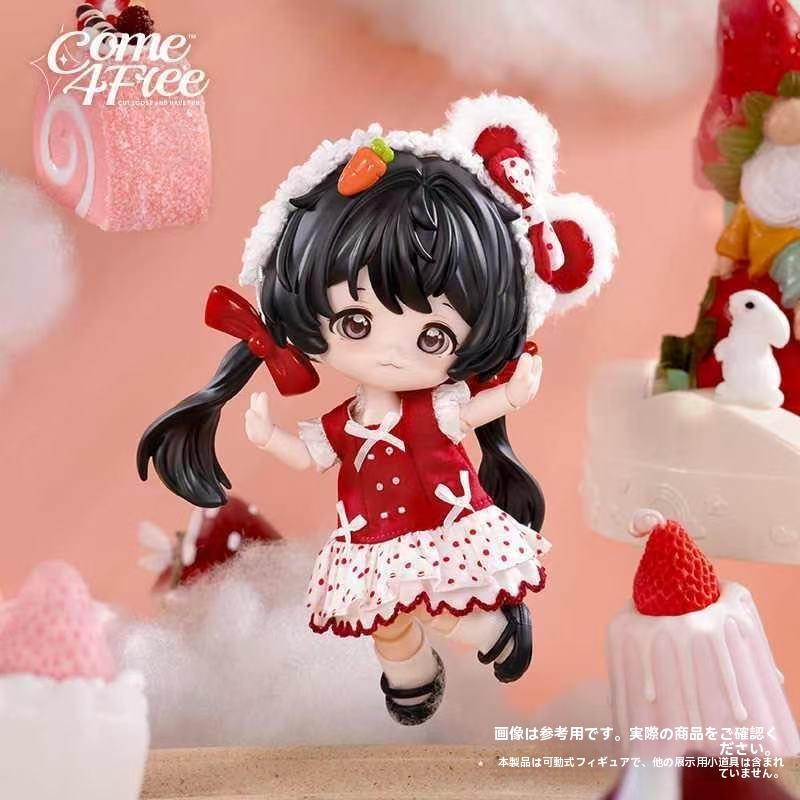 Come4Free ミルククリームドーナツ風夢幻ポーフ 12分BJD可動フィギュア用 着せ替え 可愛い ギフト 誕生日プレゼント レッドドレス付き